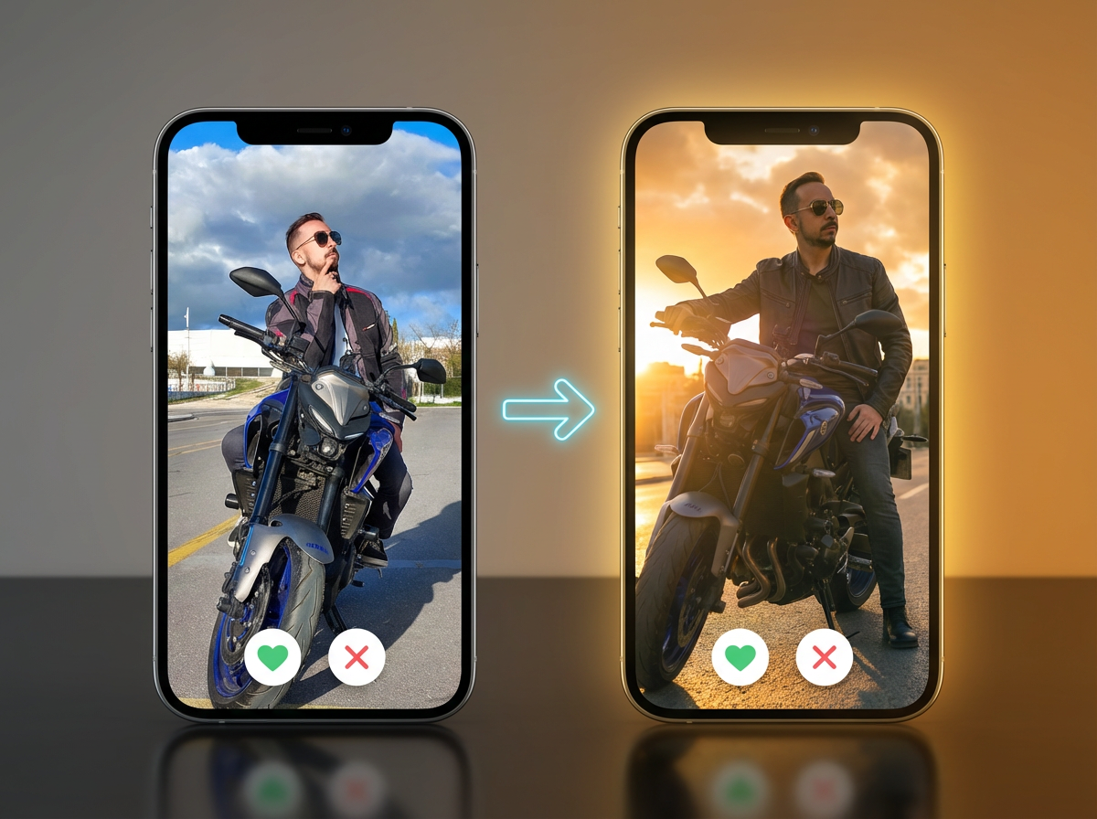 Flairt before and after profile photo comparison