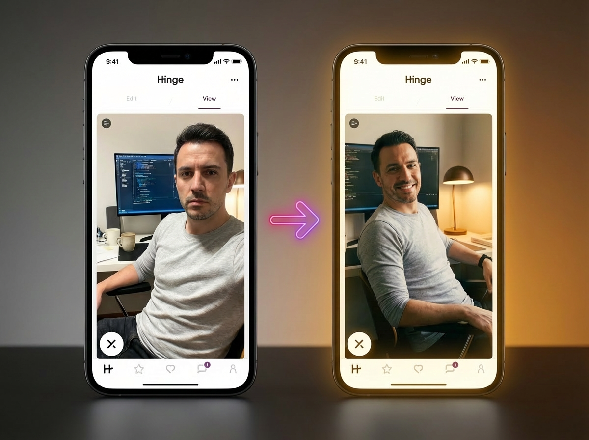 Flairt before and after profile photo comparison