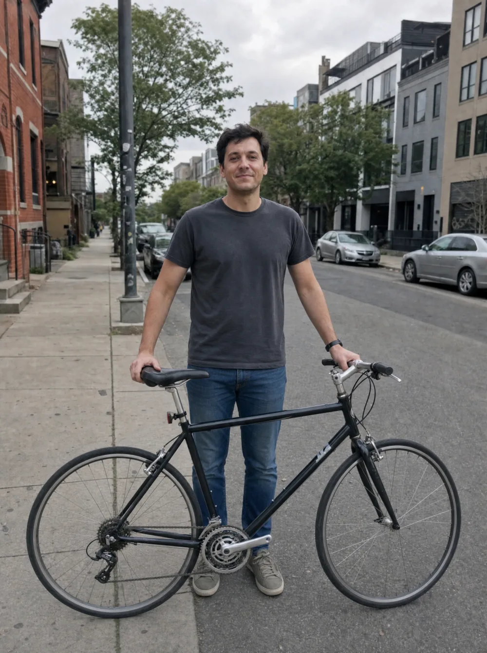 George standing next to his bike